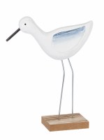 8" Blue and White Wood Shorebird Head Down Statue