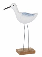 8.5" Blue and White Wood Shorebird Head Up Statue