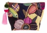 6" x 9" Green Bird Floral Pouch