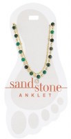 Gold Toned and Green Beaded Duo Chain Anklet