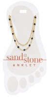 Gold Toned Petite Black Beaded Duo Chain Anklet