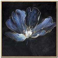 30" Sq Nocturnal Bloom 1 Botanical Canvas Framed