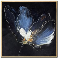 30" Sq Nocturnal Bloom 2 Botanical Canvas Framed