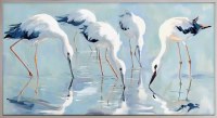 32" x 62" Four Shorebirds Coastal Canvas Framed