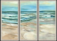 Set of Three 48" x 20" Beach Horizon Framed Canvas