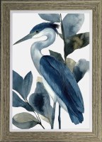 44" x 32" Blue Heron 1 Gel Textured Coastal Print in a Distressed Frame