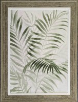 43" x 31" Green Palm Fronds 2 Gel Textured Tropical Print in a Dark Green Frame
