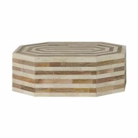 15" Natural Wood and Bone Decorative Octagon Box