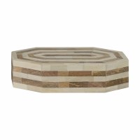 12" Natural Wood and Bone Decorative Octagon Box