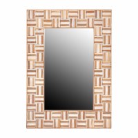 39" x 28" White Washed and Natural Squares Wall Mirror