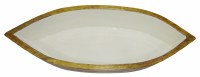 8" x 29" White and Natural Mango Wood Boat Bowl