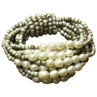 Cream Faux Pearls and Beads Bracelet