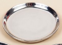5" Round Shiny Silver Metal Candleholder Plate