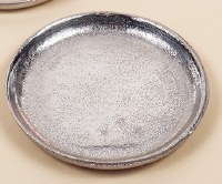 5" Round Silver Textured Metal Candleholder Plate