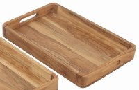 12" x 18" Brown Wood Tray WIth Handles