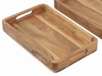 10" x 16" Brown Wood Tray WIth Handles