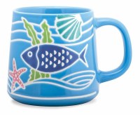 16 Oz Blue Fish Artisan Ceramic Mug