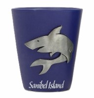 2 Oz "Sanibel Island" Shark Emblem Shot Glass