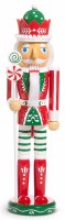 15" Wood Nutcracker Wearing a Red Jacket Statue