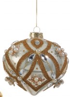 4" Pearl and Gold Glass Onion Shape Ornament
