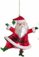 5" Solid Red Glass Santa Ornament