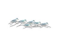 36" Six Blue Sandpipers Metal Plaque