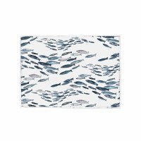 15" x 20" Blue Watercolor Fish Drying Mat