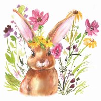 6.5" Square Girl Bunny Easter Lunch Napkins