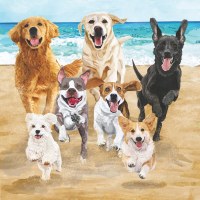 5" Square Release the Hounds on the Beach Coastal Beverage Napkins