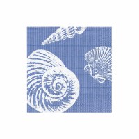 5" Square Ocean Blue and White Seashells Coastal Beverage Napkins