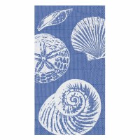 8" x 5" Ocean Blue and White Seashells Coastal Guest Towels