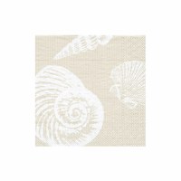 5" Square Sand and White Seashells Coastal Beverage Napkins