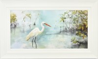 30" x 50" Silent Hunter Gel Textured Coastal Print in a White Frame