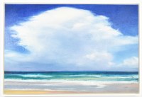 25" x 37" Beach Clouds 2 Coastal Canvas in a White Frame