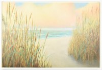 25" x 37" Beach Trail Coastal Canvas in a White Frame