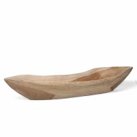 8" x 27" Natural Teak Wood Decorative Boat Bowl