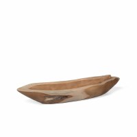 7" x 24" Natural Teak Wood Decorative Boat Bowl