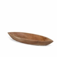 5" x 19" Natural Teak Wood Decorative Boat Bowl