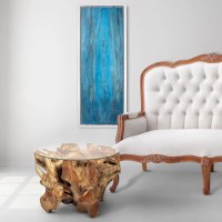 26" x 24" Teak Wood Trunk End Table With a Glass Top