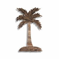 42" x 25" Small Coastal Driftwood Palm Tree Wall Art Plaque