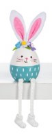 7" Aqua Easter Egg Bunny Polyresin Shelf Sitter