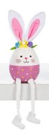 7" Pink Easter Egg Bunny Polyresin Shelf Sitter