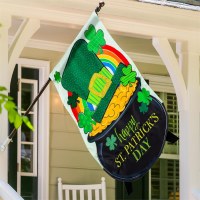 Large "Happy St. Patrick's Day" Gold Pot and a Hat Flag