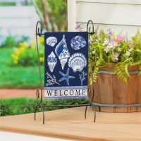 Mini "Welcome" Dark Blue Seashells Garden Flag