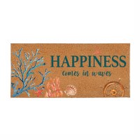 10" x 22" "Happiness Comes in Waves" Coastal Coir Sassafras Doormat Insert