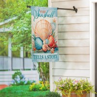 Large "Every Seashell Tells a story" Coastal Seashells Flag