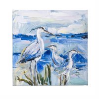16" Sq Water Birds Canvas