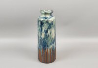 16" Blue, White, and Gray Drips Ceramic Decorative Vase