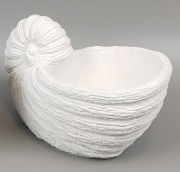 7" White Polyresin Nautilus Shell Pot