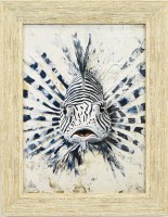 19" x 15" Huff! Lionfish Gel Textured Coastal Print in a Distressed Sand Frame